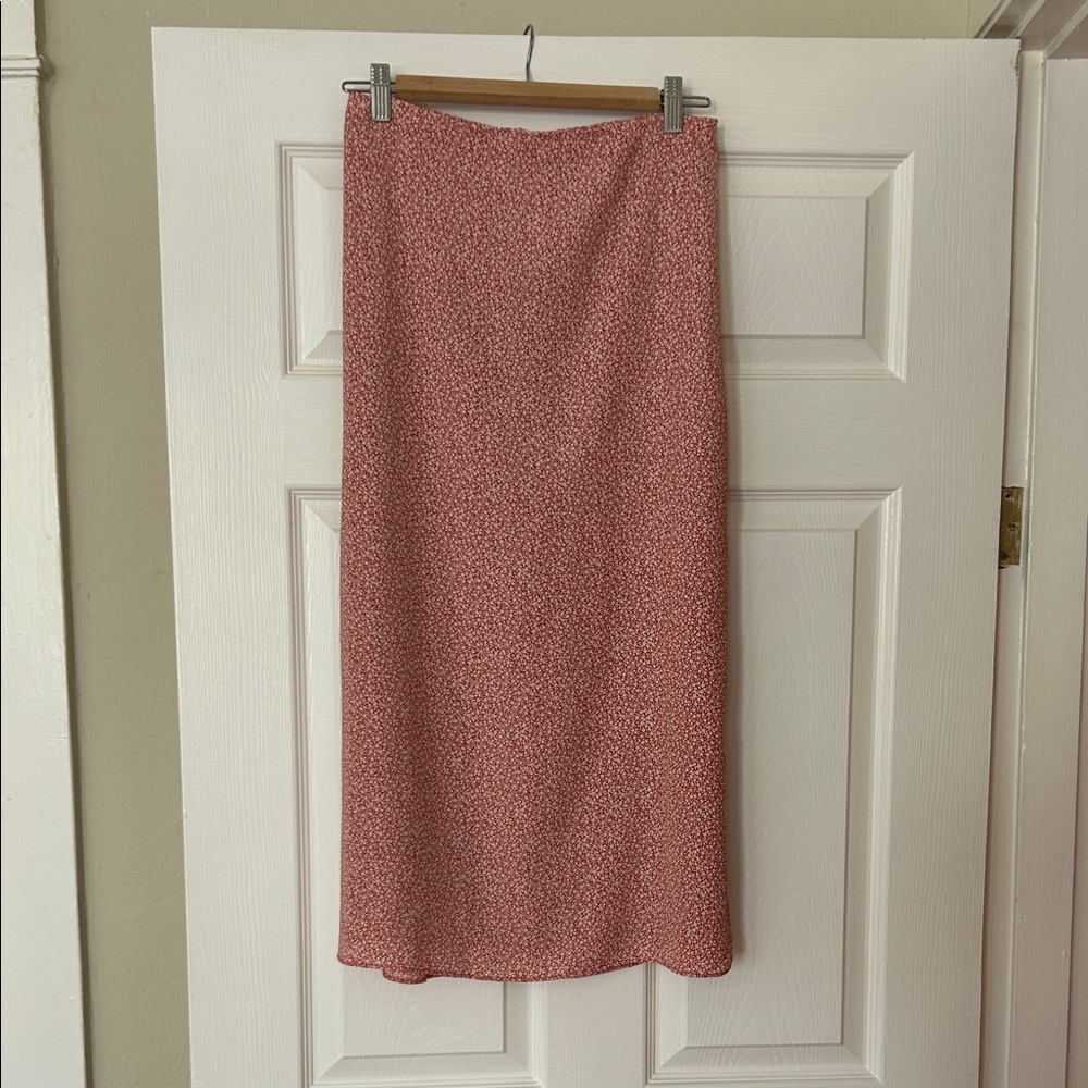 Abercrombie & Fitch Red Floral Midi Skirt